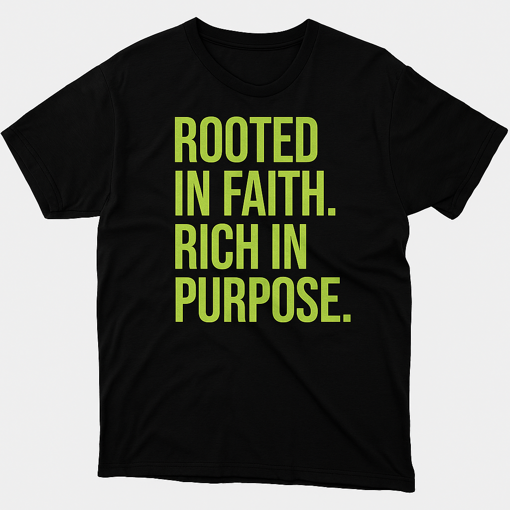 Rooted & Rich Premium T-Shirt – Faith & Flow Collection - Green