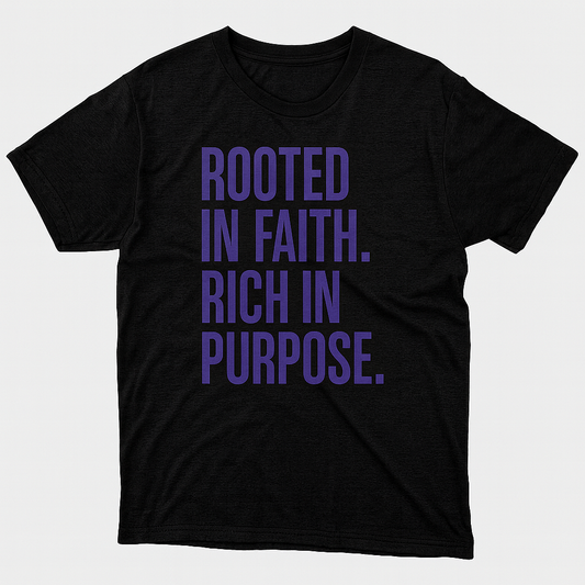 Rooted & Rich Premium T-Shirt – Faith & Flow Collection - Purple