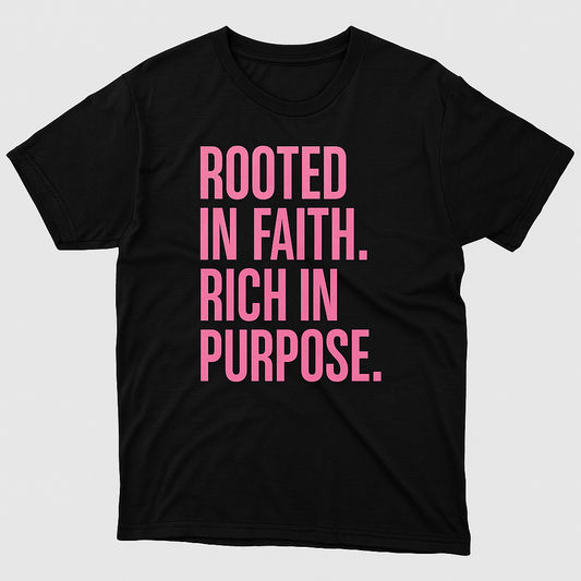 Rooted & Rich Premium T-Shirt – Faith & Flow Collection - Pink
