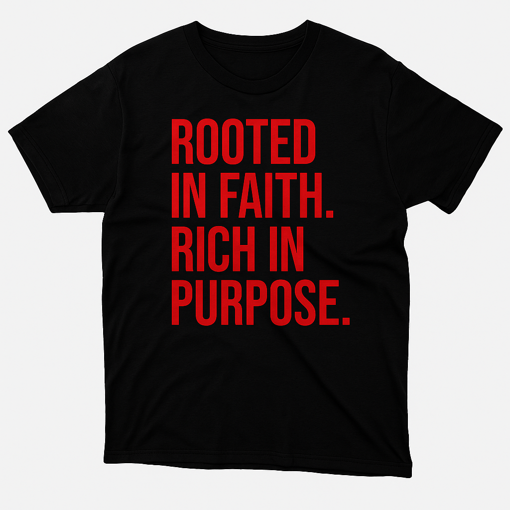 Rooted & Rich Premium T-Shirt – Faith & Flow Collection - Red