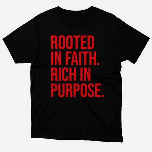 Rooted & Rich Premium T-Shirt – Faith & Flow Collection - Red